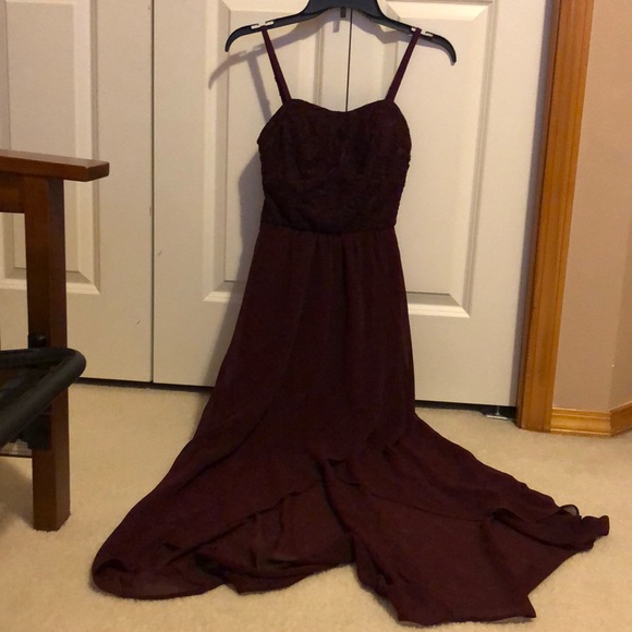 Burgundy High-Low Dress - Picture 2 of 5